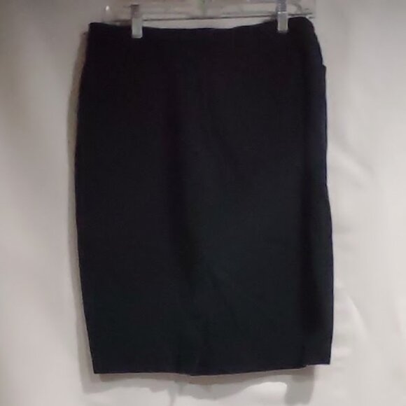 CHAPS BLACK DENIM PENCIL SKIRT SILVER BUCKLE FAUX BELT ACCENT 4 POCKET SIZE 8 - Picture 3 of 13